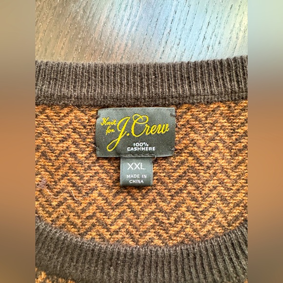 J. Crew Cashmere Herringbone Sweater, Brown/Rust, XXL, EUC - Picture 3 of 7